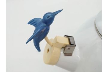ハミングバード&チューリップ　置くだけで絵になる可愛らしいホーローケトル(やかん、琺瑯、ティーケトル、ハチドリ、青い鳥、花、キッチン雑貨、Tulips And Blue Humming Bird)(R-076863)
