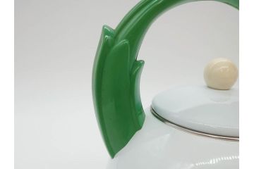ハミングバード&チューリップ　置くだけで絵になる可愛らしいホーローケトル(やかん、琺瑯、ティーケトル、ハチドリ、青い鳥、花、キッチン雑貨、Tulips And Blue Humming Bird)(R-076863)
