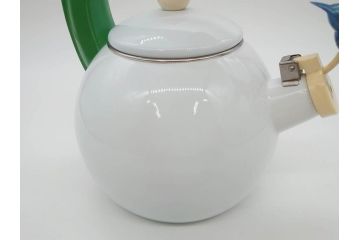 ハミングバード&チューリップ　置くだけで絵になる可愛らしいホーローケトル(やかん、琺瑯、ティーケトル、ハチドリ、青い鳥、花、キッチン雑貨、Tulips And Blue Humming Bird)(R-076863)