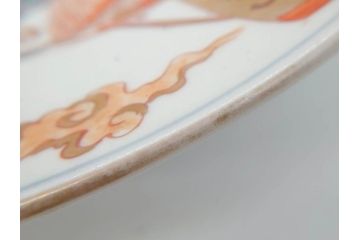 江戸後期　大明成化年製　色絵　染付　1尺　約31cm　宝船・寿・鳳凰図　華やかな色使いが素敵な大皿(尺皿、和皿、和食器、一尺)(R-076864)