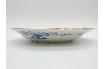 江戸後期　大明成化年製　色絵　染付　1尺　約31cm　宝船・寿・鳳凰図　華やかな色使いが素敵な大皿(尺皿、和皿、和食器、一尺)(R-076864)