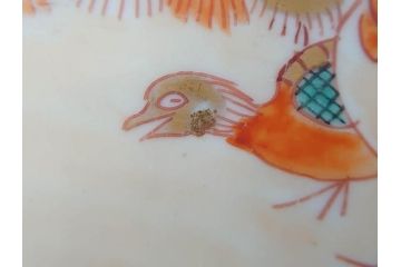 江戸後期　大明成化年製　色絵　染付　1尺　約31cm　宝船・寿・鳳凰図　華やかな色使いが素敵な大皿(尺皿、和皿、和食器、一尺)(R-076864)
