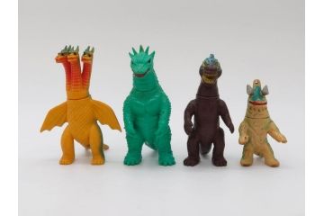 当時物　ゴジラ　チタノザウルス　キングギドラ　エレキング　ソフビ4点セット(東宝、円谷プロ、ウルトラマン、ブルマァク、怪獣、ソフビ、フィギュア、人形、置物)(R-076868)