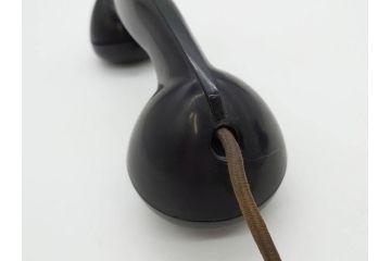 アメリカ　LONG DISTANCE TELEPHONE　レトロなデザインがお洒落なダイヤル式黒電話(電話機、USA、テレフォン)(R-076869)