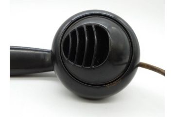 アメリカ　LONG DISTANCE TELEPHONE　レトロなデザインがお洒落なダイヤル式黒電話(電話機、USA、テレフォン)(R-076869)