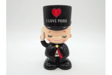 内藤ルネ(RUNE)　ルネの陶器　レトロでかわいい貯金箱3点セット(I AM A SAILOR-BOY、I LOVE PARIS、置物、陶器人形、コインバンク)(R-076870)