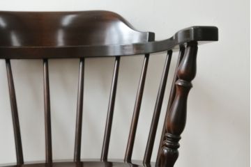 和製ビンテージ　松本民芸家具　#91型　落ち着きのある大人カフェ風インテリアが叶うキャプテンチェア(アームチェア、板座チェア、ダイニングチェア、椅子、イス、ヴィンテージ)(定価約13万円)(R-076880)