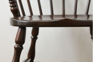和製ビンテージ　松本民芸家具　#91型　落ち着きのある大人カフェ風インテリアが叶うキャプテンチェア(アームチェア、板座チェア、ダイニングチェア、椅子、イス、ヴィンテージ)(定価約13万円)(R-076880)