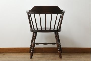 和製ビンテージ　松本民芸家具　#91型　落ち着きのある大人カフェ風インテリアが叶うキャプテンチェア(アームチェア、板座チェア、ダイニングチェア、椅子、イス、ヴィンテージ)(定価約13万円)(R-076880)