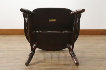 和製ビンテージ　松本民芸家具　#91型　落ち着きのある大人カフェ風インテリアが叶うキャプテンチェア(アームチェア、板座チェア、ダイニングチェア、椅子、イス、ヴィンテージ)(定価約13万円)(R-076880)