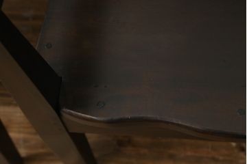 和製ビンテージ　軽井沢彫り　和モダンな佇まいが魅力的な低座アームチェア2脚セット(板座チェア、ダイニングチェア、低座椅子、低座イス、ヴィンテージ)(R-076881)