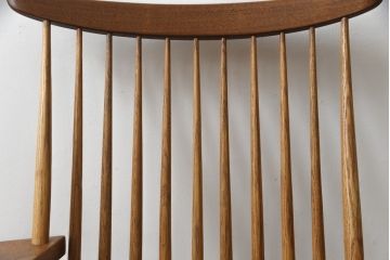 和製ヴィンテージ　小田急ハルク購入　ジョージナカシマ　LOUNGE ARM(ラウンジアーム)　One Arm(ワンアーム、片肘)　CN103　当時のパンフレット付き!!モダンに洗練された右アーム付きラウンジチェア(ジョージ・ナカシマ、アームチェア、イス、椅子、板座チェア、ビンテージ)(R-076882)