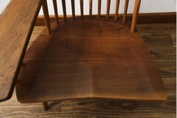 和製ヴィンテージ　小田急ハルク購入　ジョージナカシマ　LOUNGE ARM(ラウンジアーム)　One Arm(ワンアーム、片肘)　CN103　当時のパンフレット付き!!モダンに洗練された右アーム付きラウンジチェア(ジョージ・ナカシマ、アームチェア、イス、椅子、板座チェア、ビンテージ)(R-076882)