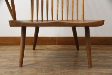 和製ヴィンテージ　小田急ハルク購入　ジョージナカシマ　LOUNGE ARM(ラウンジアーム)　One Arm(ワンアーム、片肘)　CN103　当時のパンフレット付き!!モダンに洗練された右アーム付きラウンジチェア(ジョージ・ナカシマ、アームチェア、イス、椅子、板座チェア、ビンテージ)(R-076882)