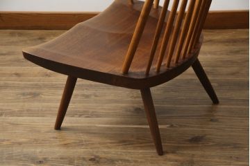 和製ヴィンテージ　小田急ハルク購入　ジョージナカシマ　LOUNGE ARM(ラウンジアーム)　One Arm(ワンアーム、片肘)　CN103　当時のパンフレット付き!!モダンに洗練された右アーム付きラウンジチェア(ジョージ・ナカシマ、アームチェア、イス、椅子、板座チェア、ビンテージ)(R-076882)