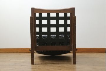 和製ヴィンテージ　小田急ハルク購入　ジョージナカシマ　CN109　CONOID CUSHION　レトロな柄のファブリックが和の雰囲気を高めるコノイドクッションチェア(ジョージ・ナカシマ、リラックスチェア、一人掛けソファ、1Pソファ、椅子、イス、ビンテージ)(R-076883)