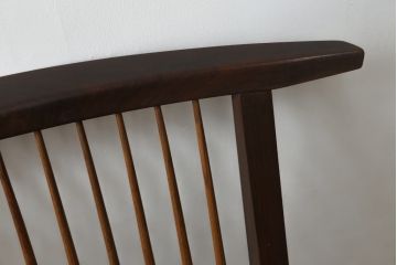 和製ヴィンテージ　小田急ハルク購入　ジョージナカシマ　CN109　CONOID CUSHION　レトロな柄のファブリックが和の雰囲気を高めるコノイドクッションチェア(ジョージ・ナカシマ、リラックスチェア、一人掛けソファ、1Pソファ、椅子、イス、ビンテージ)(R-076883)