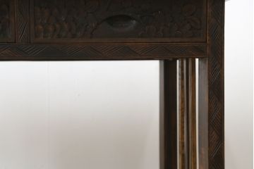 和製ビンテージ　軽井沢彫り　総無垢材　落ち着いた和の空間づくりにおすすめのサイドテーブル(コンソールテーブル、平机、ワークデスク、花台、飾り台、ビンテージ)(R-076885)