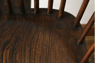 イギリスアンティーク　エルム材　美しい木目が魅力的なダブルボウバックウインザーアームチェア(ウィンザーチェア、ウインザーチェア、板座チェア、ダイニングチェア、椅子、イス、英国)(R-076887)