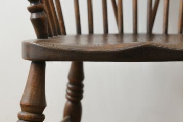 イギリスアンティーク　エルム材　美しい木目が魅力的なダブルボウバックウインザーアームチェア(ウィンザーチェア、ウインザーチェア、板座チェア、ダイニングチェア、椅子、イス、英国)(R-076887)