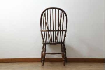 イギリスアンティーク　エルム材　美しい木目が魅力的なダブルボウバックウインザーアームチェア(ウィンザーチェア、ウインザーチェア、板座チェア、ダイニングチェア、椅子、イス、英国)(R-076887)