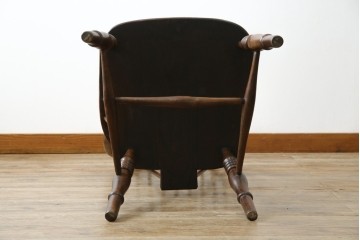 イギリスアンティーク　エルム材　美しい木目が魅力的なダブルボウバックウインザーアームチェア　(R-076887)