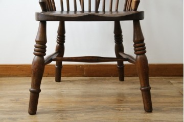 イギリスアンティーク　エルム材　美しい木目が魅力的なダブルボウバックウインザーアームチェア　(R-076887)