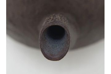 未使用品　戦前　寿　巾着　巻物　南部鴻栄堂　縁起物のモチーフが魅力的な鉄瓶(湯沸、湯瓶、茶道具、茶器)(R-076898)