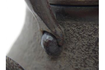 未使用品　戦前　寿　巾着　巻物　南部鴻栄堂　縁起物のモチーフが魅力的な鉄瓶(湯沸、湯瓶、茶道具、茶器)(R-076898)