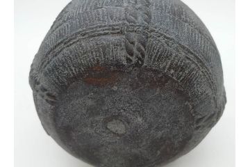 戦前　大正期　釜師　高木治良兵衛　俵形　復生文字　職人技が光る!俵を繊細に表現した鉄瓶(湯沸、湯瓶、茶道具、茶器、共箱付き、木治良兵衛)(R-076899)