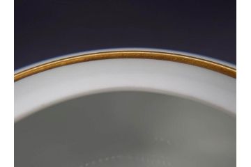 大倉陶園(OKURA、OAC)　オールド大倉　ゴールドライン　シンプルな中にも気品が溢れるティーポット&シュガーポット&クリーマー3点セット(ミルクジャー、ミルクポット、ボンボン入れ、洋食器、白磁、金彩)(R-076904)