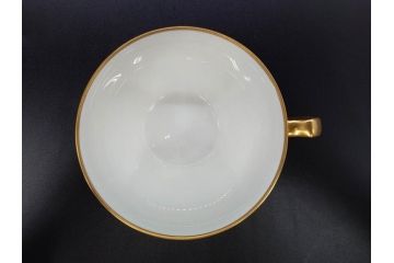 大倉陶園(OKURA、OAC)　オールド大倉　ゴールドライン　ゴールドが凛とした美しさを漂わせるティーカップ&ソーサー5客セット(C&S、洋食器、白磁、金彩)(R-076906)