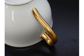 大倉陶園(OKURA、OAC)　オールド大倉　ゴールドライン　ゴールドが凛とした美しさを漂わせるティーカップ&ソーサー5客セット(C&S、洋食器、白磁、金彩)(R-076906)