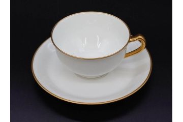 大倉陶園(OKURA、OAC)　オールド大倉　ゴールドライン　ゴールドが凛とした美しさを漂わせるティーカップ&ソーサー5客セット(C&S、洋食器、白磁、金彩)(R-076906)
