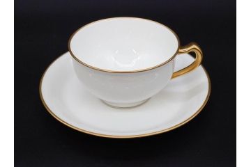 大倉陶園(OKURA、OAC)　オールド大倉　ゴールドライン　ゴールドが凛とした美しさを漂わせるティーカップ&ソーサー5客セット(C&S、洋食器、白磁、金彩)(R-076906)