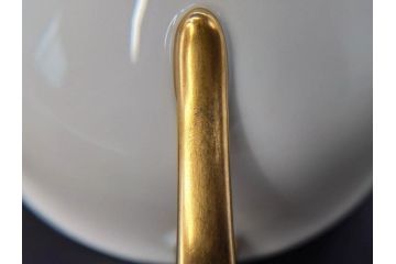 大倉陶園(OKURA、OAC)　オールド大倉　ゴールドライン　ゴールドが凛とした美しさを漂わせるティーカップ&ソーサー5客セット(C&S、洋食器、白磁、金彩)(R-076906)