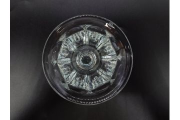 昭和初期　プレスガラス　どこか懐かしいレトロなグラス5客セット(古グラス、和ガラス、スイーツグラス、デザートカップ、リキュールグラス、酒器、硝子、ショット、酒杯、高台)(R-076908)