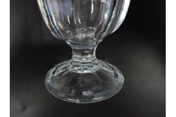 昭和初期　プレスガラス　どこか懐かしいレトロなグラス5客セット(古グラス、和ガラス、スイーツグラス、デザートカップ、リキュールグラス、酒器、硝子、ショット、酒杯、高台)(R-076909)