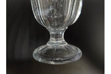 昭和初期　プレスガラス　どこか懐かしいレトロなグラス5客セット(古グラス、和ガラス、スイーツグラス、デザートカップ、リキュールグラス、酒器、硝子、ショット、酒杯、高台)(R-076909)