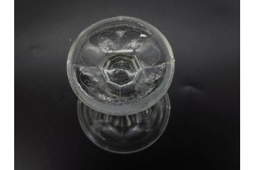 昭和初期　プレスガラス　どこか懐かしいレトロなグラス5客セット(古グラス、和ガラス、スイーツグラス、デザートカップ、リキュールグラス、酒器、硝子、ショット、酒杯、高台)(R-076909)