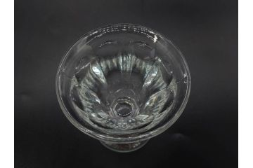 昭和初期　プレスガラス　どこか懐かしいレトロなグラス5客セット(古グラス、和ガラス、スイーツグラス、デザートカップ、リキュールグラス、酒器、硝子、ショット、酒杯、高台)(R-076909)