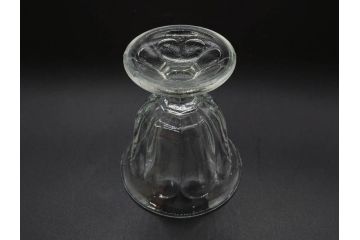 昭和初期　プレスガラス　どこか懐かしいレトロなグラス5客セット(古グラス、和ガラス、スイーツグラス、デザートカップ、リキュールグラス、酒器、硝子、ショット、酒杯、高台)(R-076909)