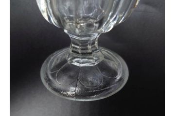 昭和初期　プレスガラス　どこか懐かしいレトロなグラス5客セット(古グラス、和ガラス、スイーツグラス、デザートカップ、リキュールグラス、酒器、硝子、ショット、酒杯、高台)(R-076909)