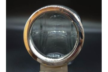 アンティーク雑貨　当時物　アルミ蓋　独特なフォルムが魅力のガラス瓶(ガラスビン、菓子瓶、硝子、フタ付き、小物入れ、ディスプレイ雑貨、古道具、店舗什器、駄菓子屋さん)(R-076911)