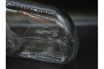 アンティーク雑貨　当時物　アルミ蓋　独特なフォルムが魅力のガラス瓶(ガラスビン、菓子瓶、硝子、フタ付き、小物入れ、ディスプレイ雑貨、古道具、店舗什器、駄菓子屋さん)(R-076911)