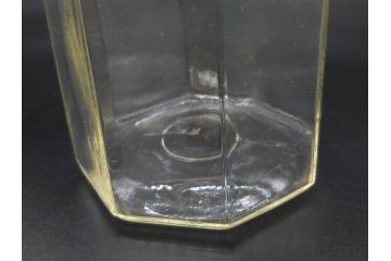 昭和レトロ　お部屋のアクセントになる蓋付きガラス瓶5個セット(八角、キャニスター、ガラスビン、硝子、菓子瓶、フタ付き)(R-076950)