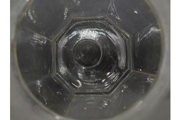 昭和レトロ　お部屋のアクセントになる蓋付きガラス瓶5個セット(八角、キャニスター、ガラスビン、硝子、菓子瓶、フタ付き)(R-076950)