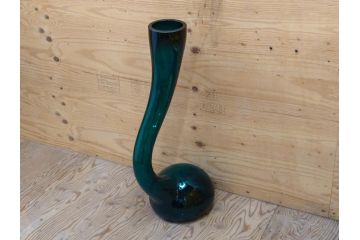 昭和レトロ　特大　ユニークなフォルムが目を惹くアクセントになるフラワーベース(スウィングベース、花瓶、花入れ、花器、オブジェ、ホームインテリア、ディスプレイ、ターコイズ)(R-076961)