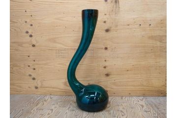 昭和レトロ　特大　ユニークなフォルムが目を惹くアクセントになるフラワーベース(スウィングベース、花瓶、花入れ、花器、オブジェ、ホームインテリア、ディスプレイ、ターコイズ)(R-076961)
