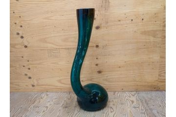 昭和レトロ　特大　ユニークなフォルムが目を惹くアクセントになるフラワーベース(スウィングベース、花瓶、花入れ、花器、オブジェ、ホームインテリア、ディスプレイ、ターコイズ)(R-076961)